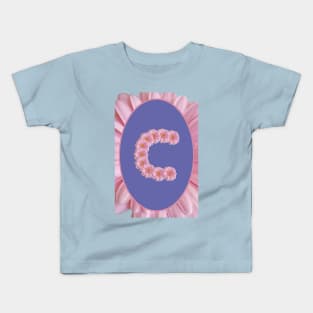 Floral Letter C Pink Gerbera Daisy Monogram Kids T-Shirt